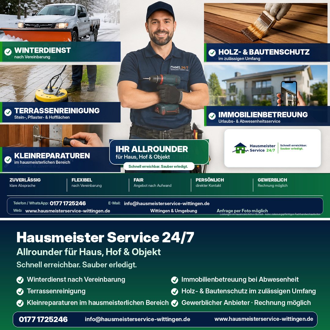 Hausmeister Service 24/7 Allrounder Übersicht