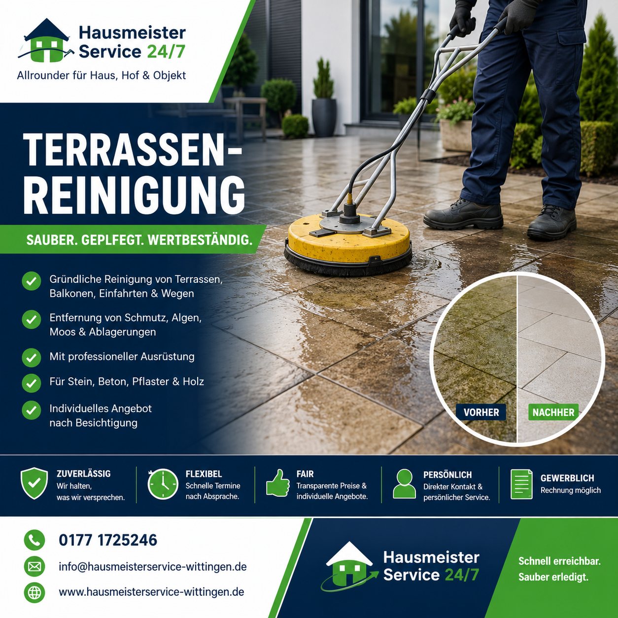 Terrassenreinigung mit Flächenreiniger