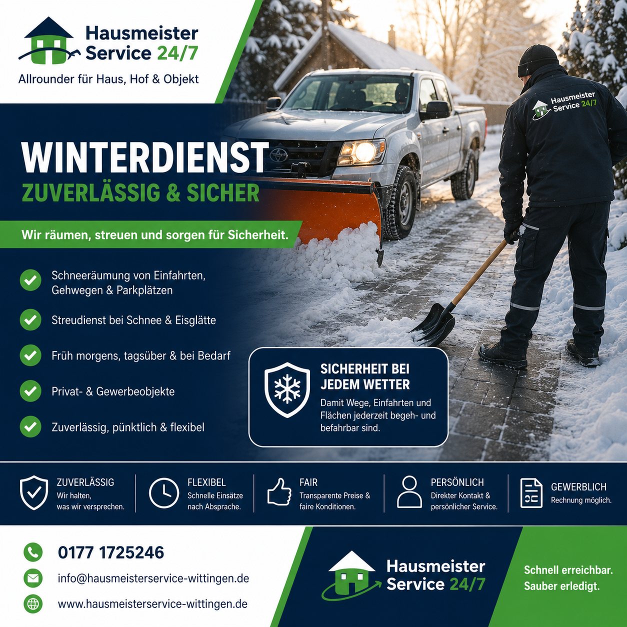 Winterdienst mit Schneeräumung und Streudienst